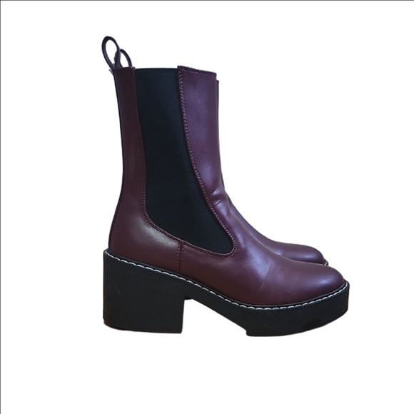 Nine West Shoes - NINE WEST Doleas burgundy faux leather chunky chelsea boots